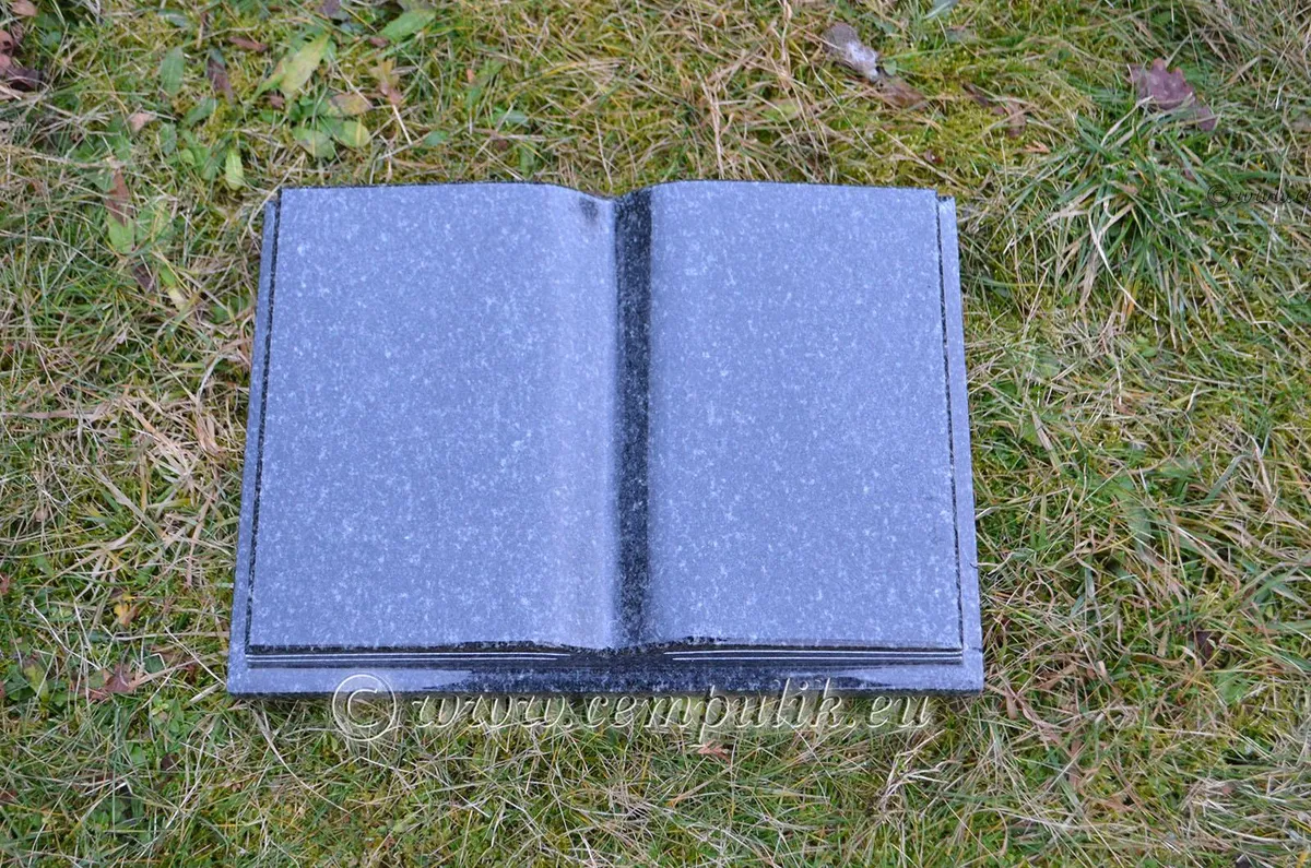 Granite Memorial Book - Dark Gray with Page Imitation (Large)