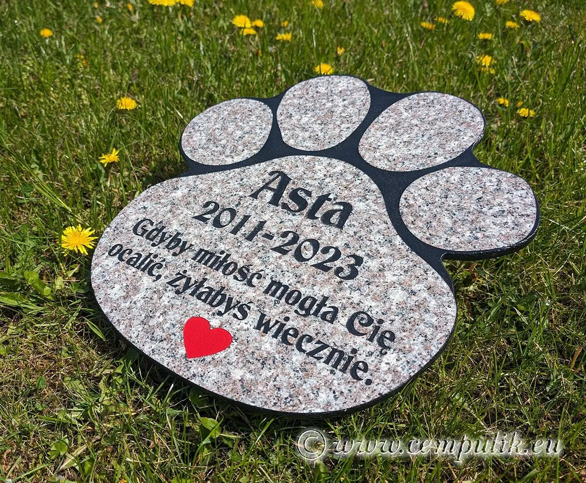 Large Paw-Shaped Dog Headstone