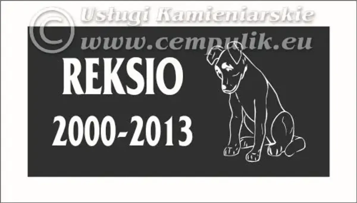 Płyta granitowa z napisem i grafiką psa (wzór p4)