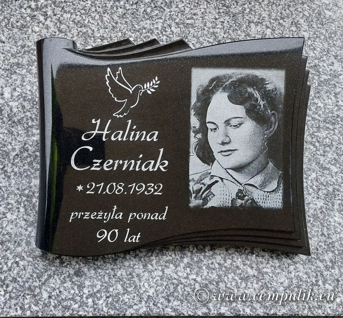 Memorial Papyrus with Portrait 45x35cm | Black Granite - zdjęcie 7