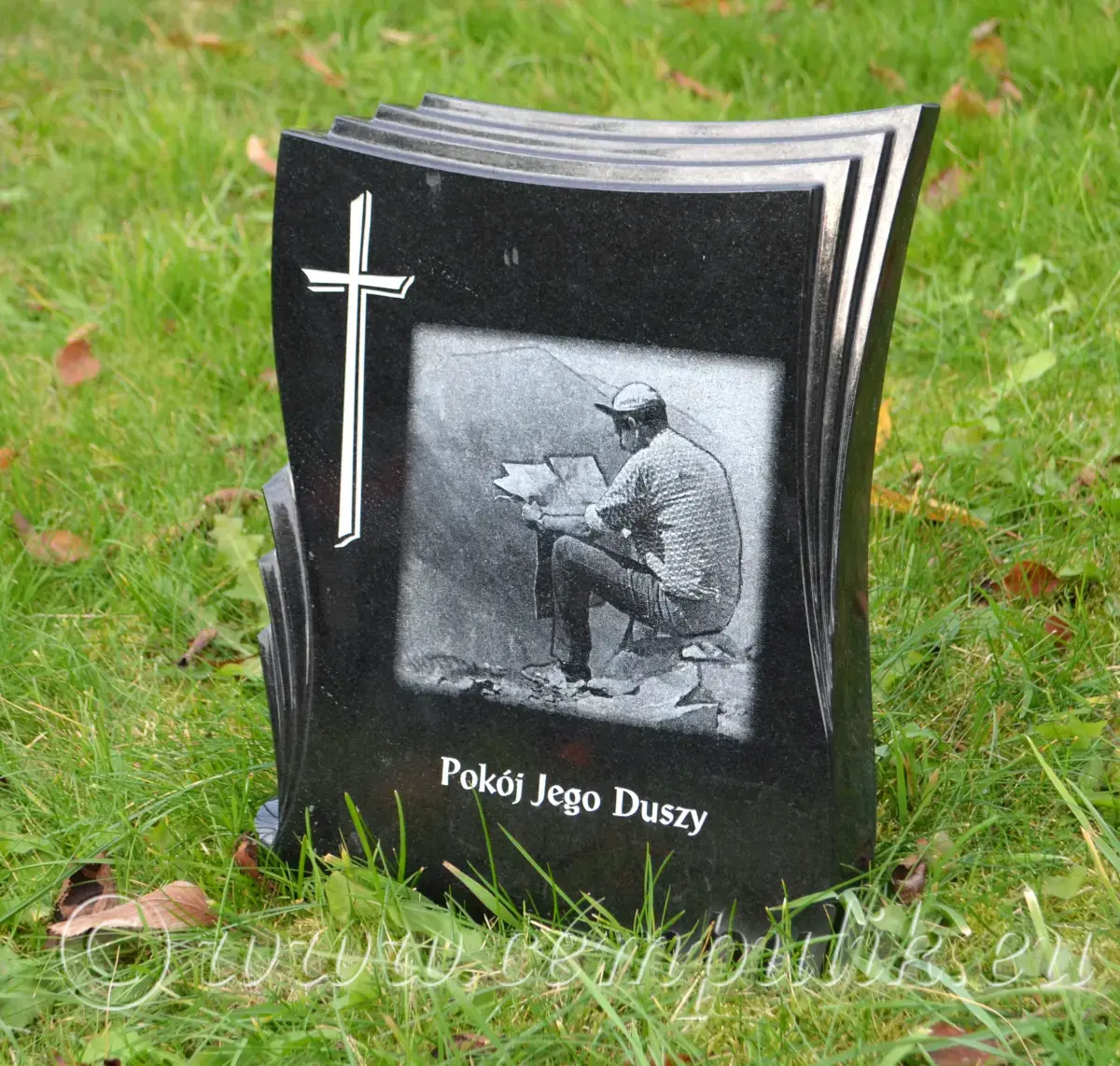 Memorial Papyrus with Portrait 45x35cm | Black Granite - zdjęcie 4