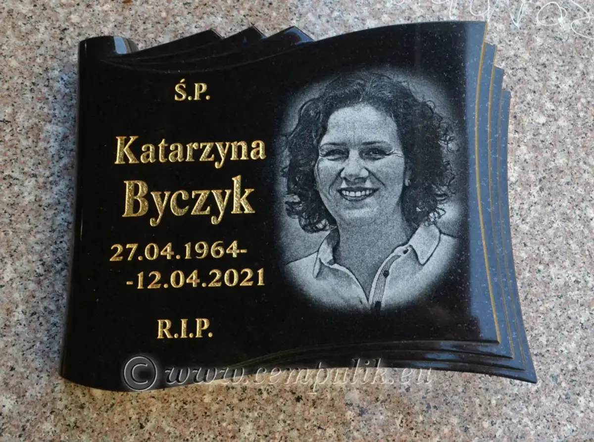 Memorial Papyrus with Portrait 45x35cm | Black Granite - zdjęcie 6