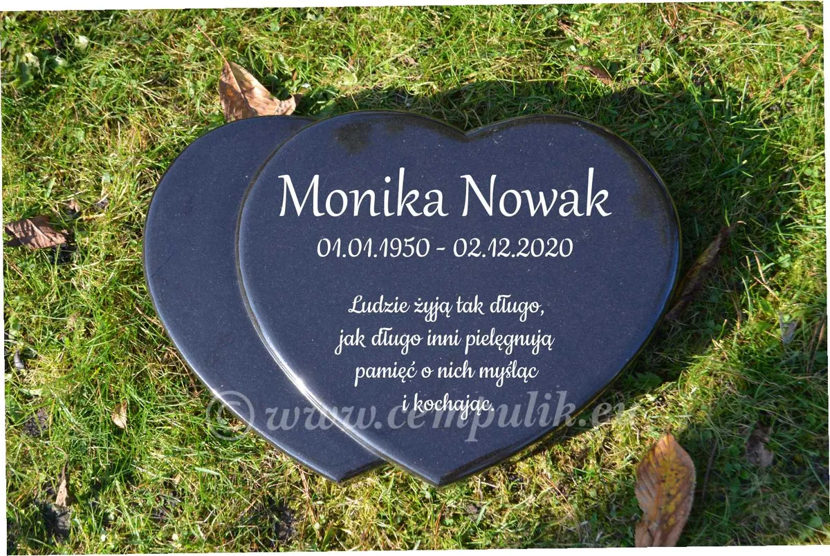 Doppelherz Grabstein | Schwarzer Granit | Gedenktafel für Ehepaare