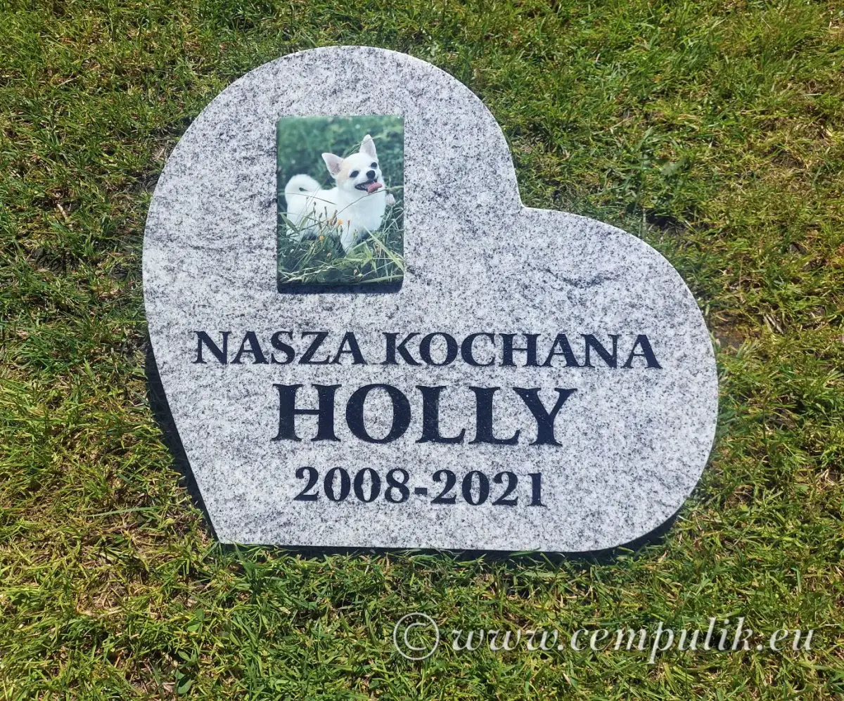 Tilted Gray Granite Heart-Shaped Pet Memorial  (color1)