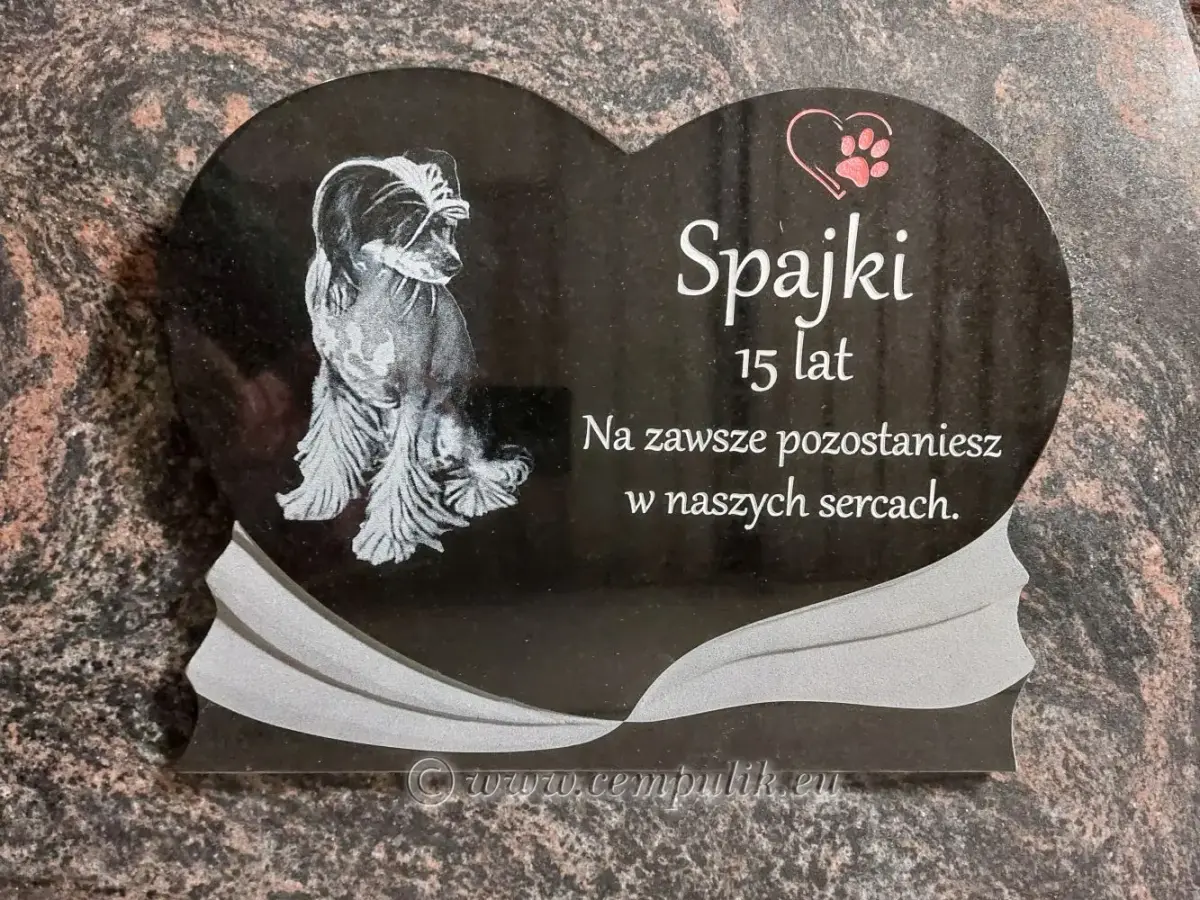 Tiergrabstein Granit Herz 40x30 cm – Mattschliff-Fräsung