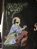 Kolorowy wizerunek Jezusa w Ogrójcu z tłem