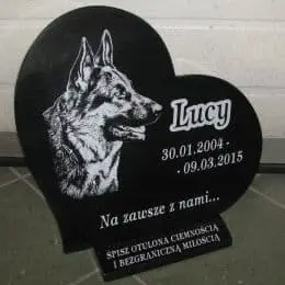Pies lucy nagrobek w formie serduszka