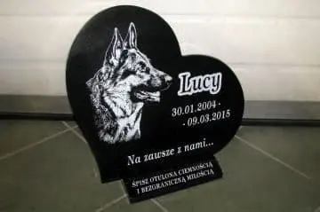 Ciemnoszara książka granitowa z napisem i zdjęciem porcelanowym