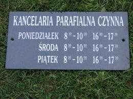 Godziny pracy kancelarii parafialnej