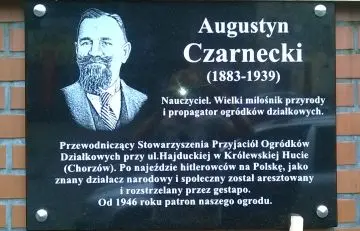 Tablica pamiątkowa Augustyna Czarneckiego w Chorzowie