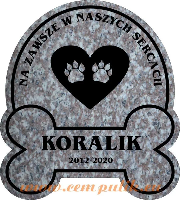 Náhrobek pro Psa ve Tvaru Kosti XL — Velký Žulový Náhrobek
