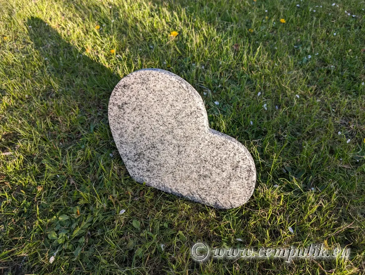Tilted Gray Granite Heart-Shaped Pet Memorial