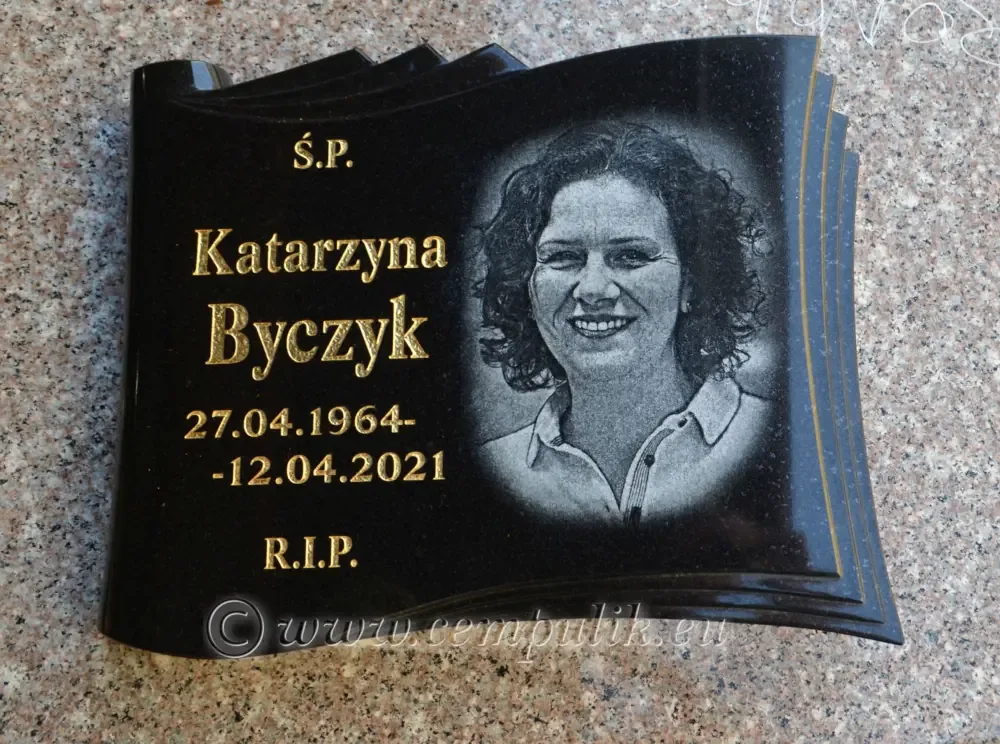 Granite Memorial Papyrus with Portrait 45x35cm – Premium Black