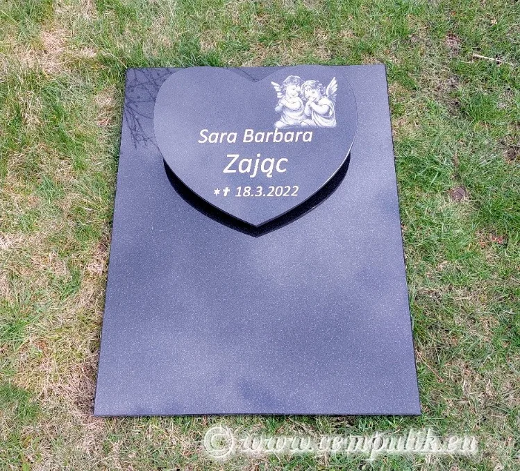 Granite Heart Urn Memorial 60x50 cm – Premium Black Granite