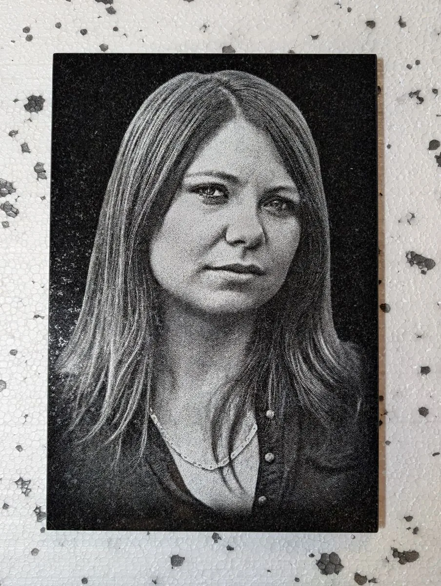 Engraved Photo Portrait on Granite Headstone 30x20cm