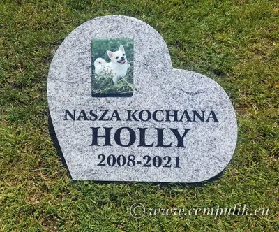 Tilted Gray Granite Heart-Shaped Pet Memorial