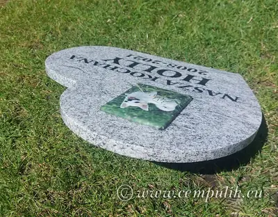 Tilted Gray Granite Heart-Shaped Pet Memorial