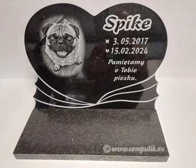 Srdce se stuhami na pomník – žulové srdce s diamantovým rytím #509
