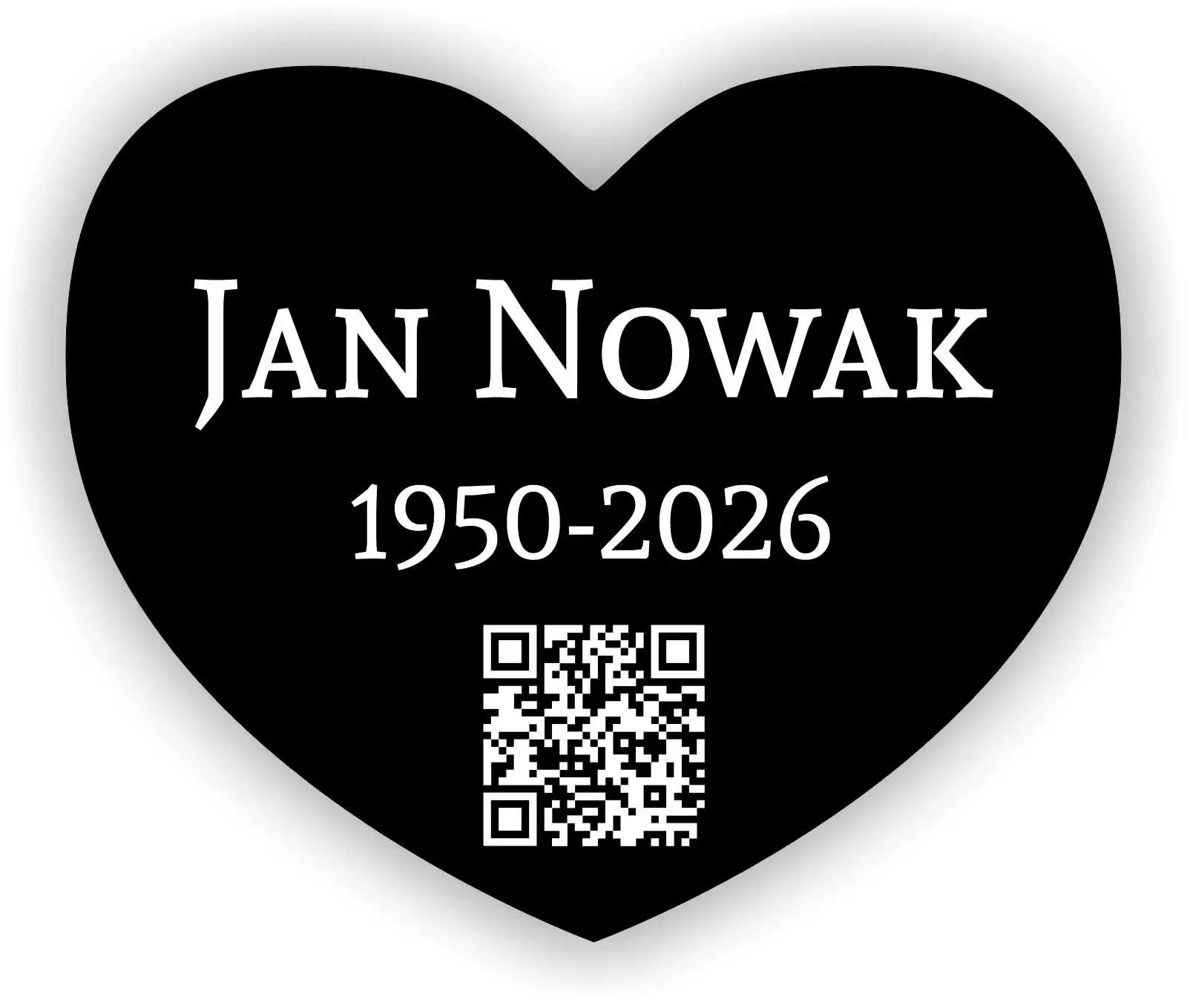 Memorial Heart in Granite with QR Code — Home Keepsake or Gravestone