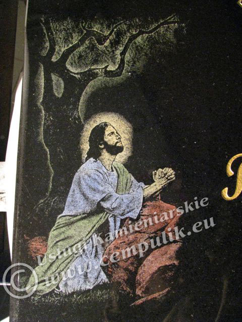 Kolorowy wizerunek Jezusa w Ogrójcu z tłem 
