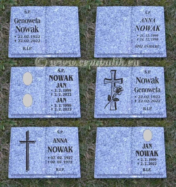 Granitowa książka nagrobna (szara) - obrazek 3