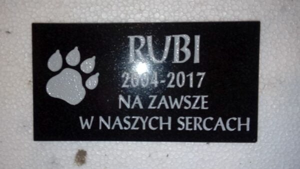 Płyta nagrobna dla zwierzaka (wzór p8) - z napisem i łapą