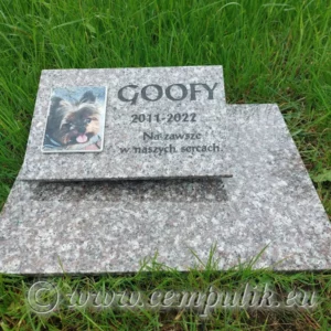 Kremowy Nagrobek dla psa- zestaw goofy ze zdjęciem i napisem