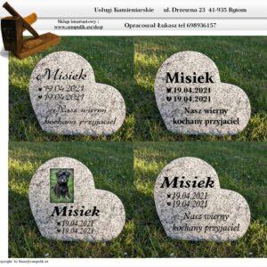 przykładowa wizualizacja napisów i porcelany na pochylonym sercu