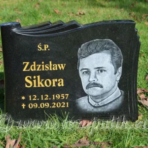 Papirus Nagrobny z Portretem 45x35cm | Czarny Granit | Cempulik - 40x30