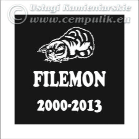 Granite cat memorial stone with graphic (Pattern K2)